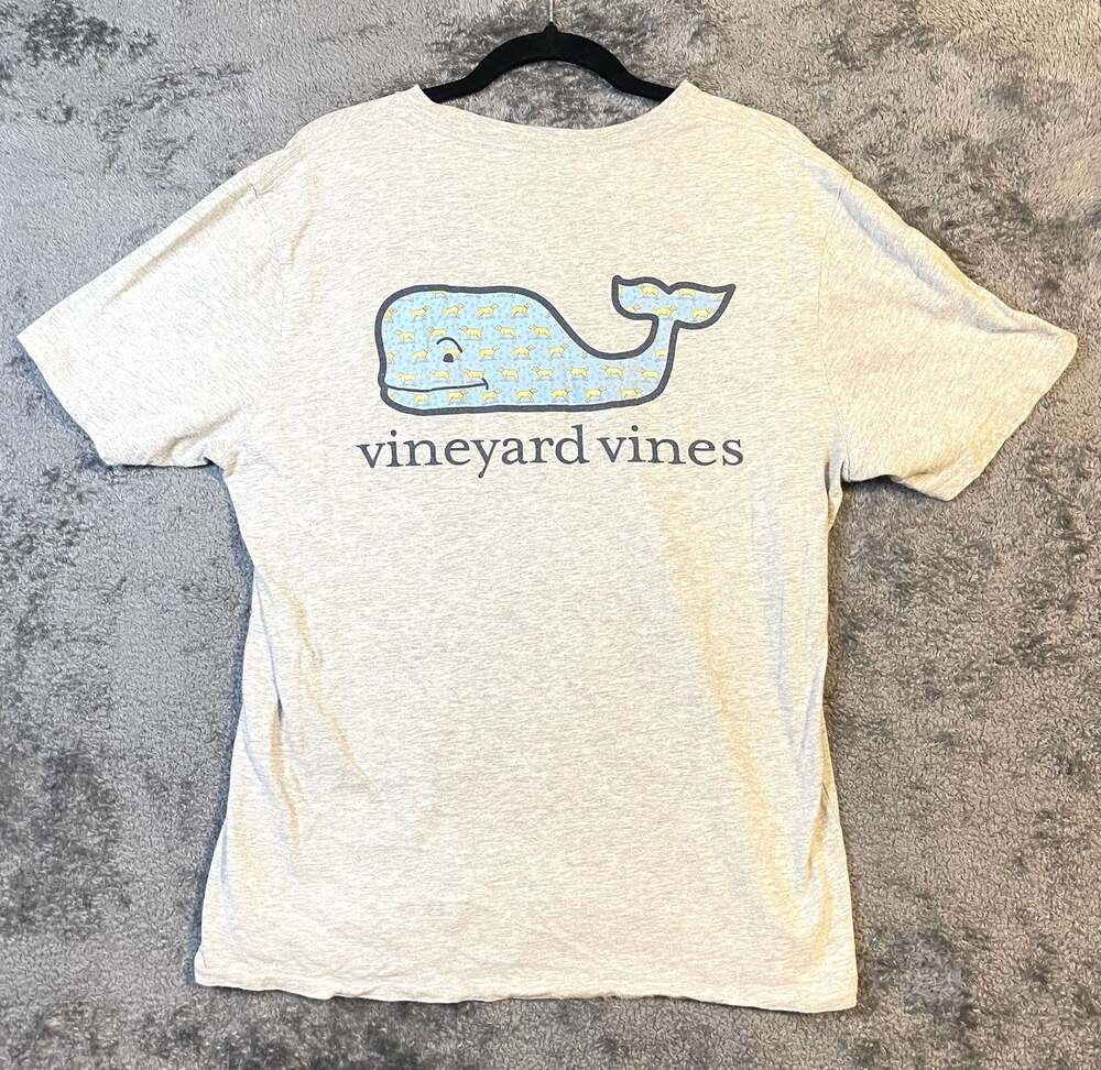 Vineyard Vines Whale Logo Pocket T-Shirt Gray Men's Size Medium